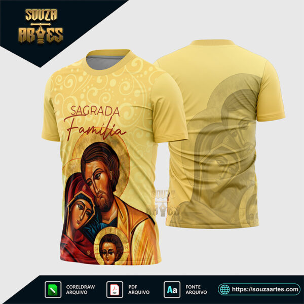 Arte Vetor Camisa Religião Sagrada Família Corel Draw X7 para sublimação
