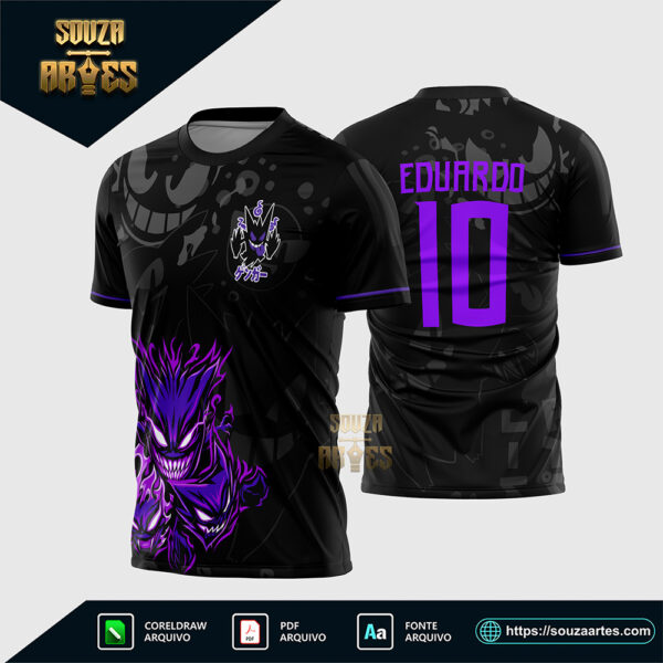 Arte Vetor Estampa Camisa InterClasse Gengar Pokémon Corel Draw X7 para sublimação