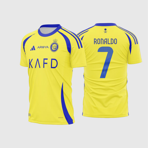 Arte Vetor Camisa Al Nassr Local 2024 2025 Titular Amarela Adidas Cristiano Ronaldo para Sublimação