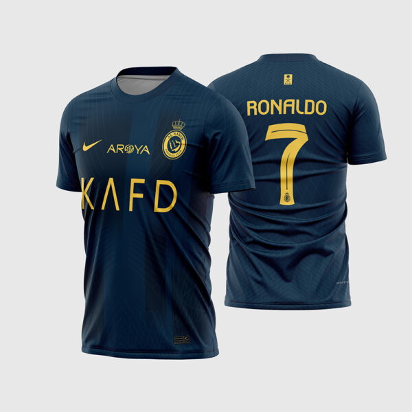 Arte Vetor Camisa Al-Nassr Reserva 2023 2024 Azul Marinho Cristiano Ronaldo para Sublimação