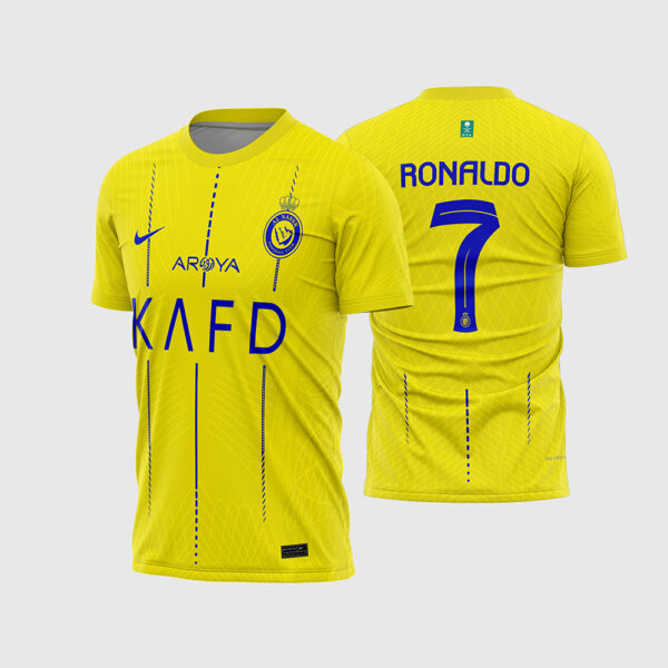 Arte Vetor Camisa Al-Nassr Titular 2023 2024 Amarela Nike Cristiano Ronaldo para Sublimação