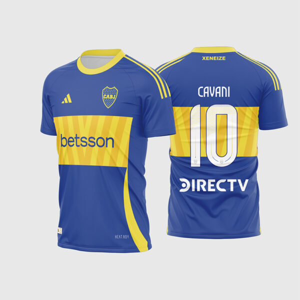 Arte Vetor Camisa Boca Juniors Titular 2024 2025 Azul Faixa Amarela Geométrica para Sublimação