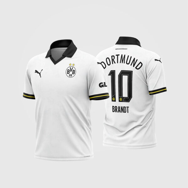 Arte Vetor Camisa Borussia Dortmund Terceira 2024 2025 Branca Puma para Sublimação