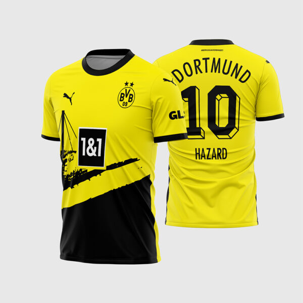 Arte Vetor Camisa Borussia Dortmund Titular 2023 2024 Amarela Estádio Signal Iduna Park para Sublimação