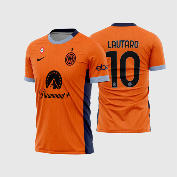 Arte Vetor Camisa Inter de Milão Alternativa 2023 2024 Laranja Safety Orange Lautaro para Sublimação