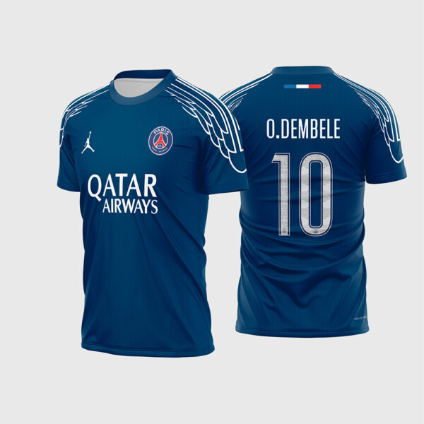 Arte Vetor Camisa Paris Saint Germain PSG Quarta Fourth 2024 2025 Azul Escuro Blue Void Jordan Wings para Sublimação