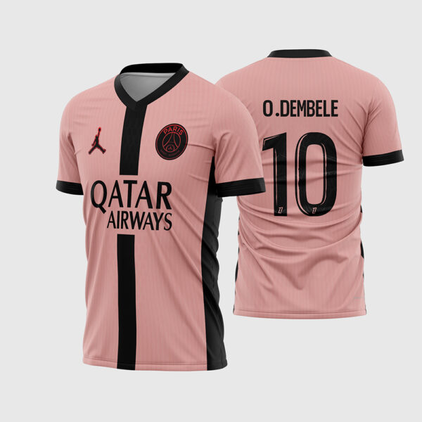 Arte Vetor Camisa Paris Saint Germain PSG Terceira Third 2024 2025 Rosa Faixa Preta Jordan para Sublimação