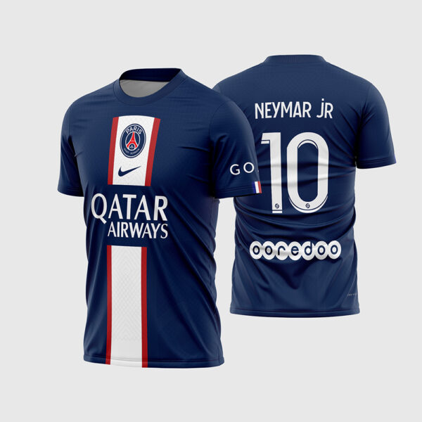 Arte Vetor Camisa Paris Saint Germain PSG Titular Home 2022 2023 Azul Marinho Faixa Branca Central para Sublimação