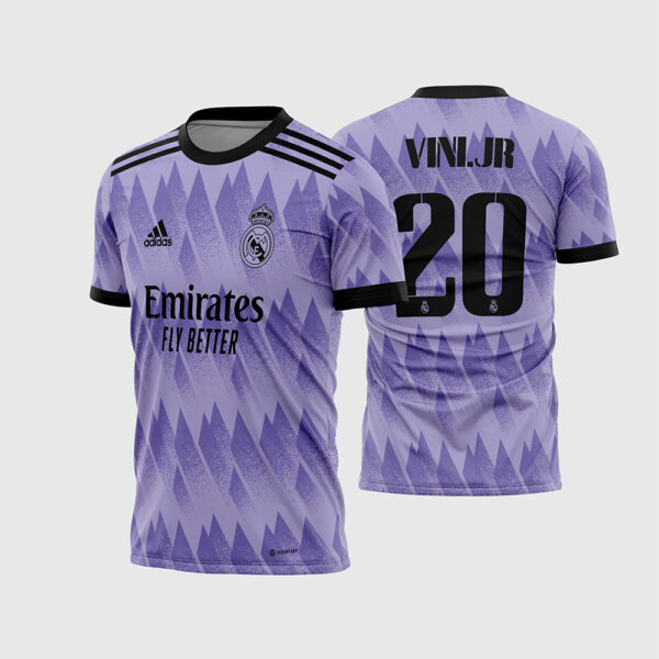 Arte Vetor Camisa Real Madrid II 2022 2023 Roxa Light Purple Geométrica para Sublimação