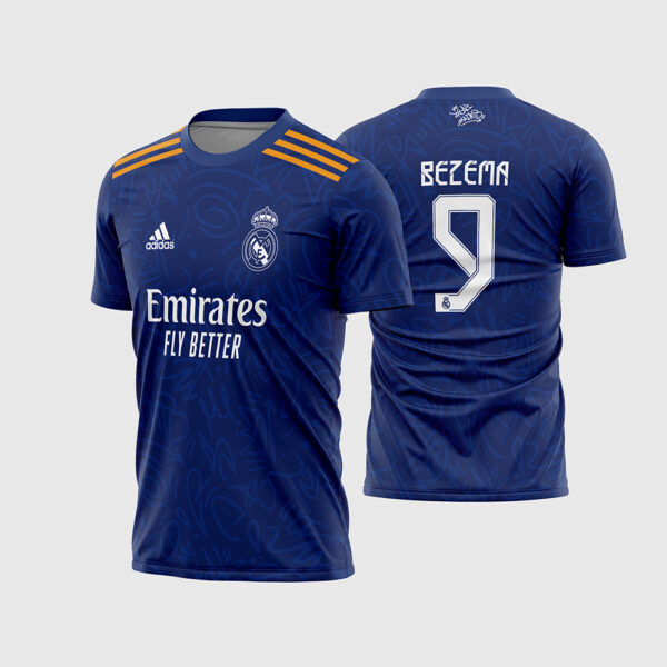 Arte Vetor Camisa Real Madrid Reserva 2021 2022 Azul Graffiti Malasaña para Sublimação