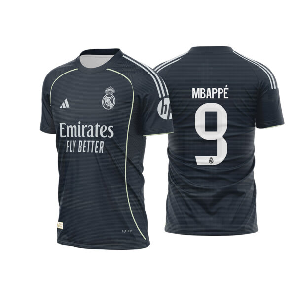 Arte Vetor Camisa Real Madrid Visita 2025 2026 Azul Marinho Legend Ink Bernabéu para Sublimação