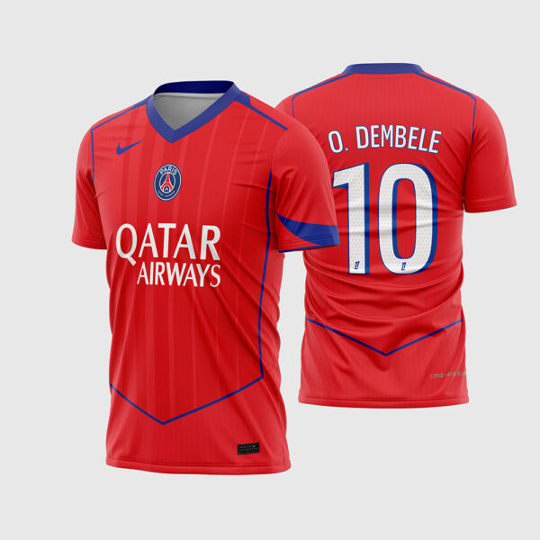 Arte Vetor Camisa Paris Saint Germain PSG Terceira Third 2025 2026 Vermelha Global Red Total 90 para Sublimação