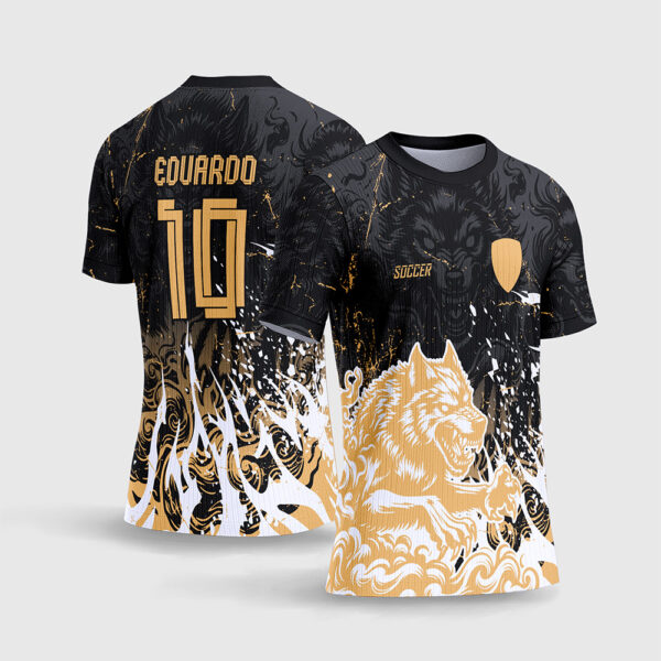 Arte Estampa Camisa Interclasse Lobo 2026 Dourado e Preto Estética de Luxo Sublimação Total CorelDRAW
