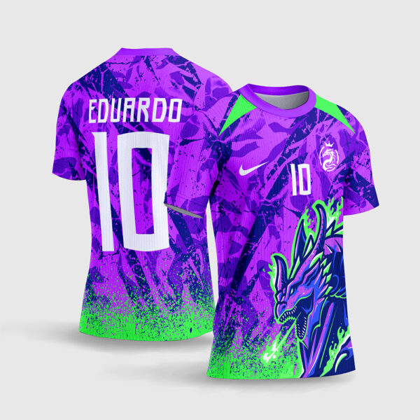 Arte Vetor Camisa Interclasse 2026 Dragão Roxo Verde Neon Estética Gamer Grunge Sublimação Total CorelDRAW