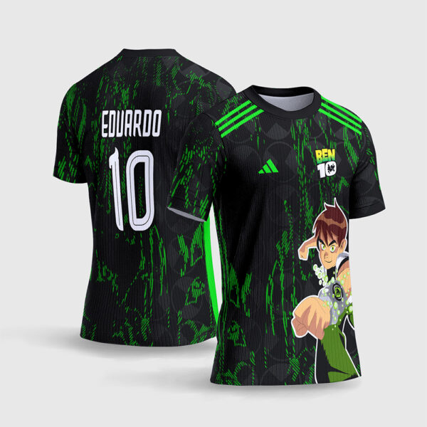 Arte Vetor Camisa Interclasse Ben 10 Preta Textura Grunge Circuitos Verde Neon Sublimação Total CorelDRAW