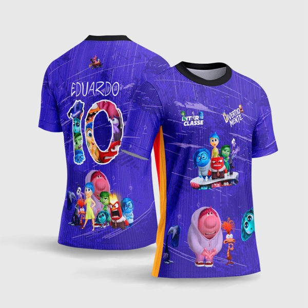 Arte Vetor Camisa Interclasse Divertida Mente Roxa Texturizada Número com Colagem das Emoções Sublimação Total CorelDRAW