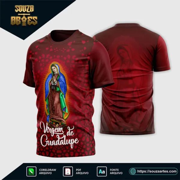 Arte Vetor Camisa Religião - Virgem De Guadalupe - Modelo 01, design digital em formato Corel Draw X7 e PDF, 100% editável