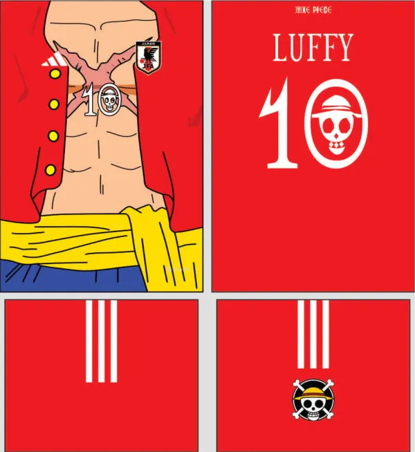 Frente da Camisa com Arte Vetor Japão Luffy Conceito 2024 - Design Editável