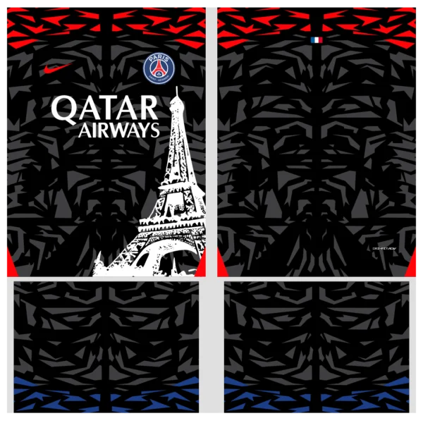 Arte Vetor Camisa Paris Saint Germain Conceito Torre Eiffel 2024 - Imagem 2