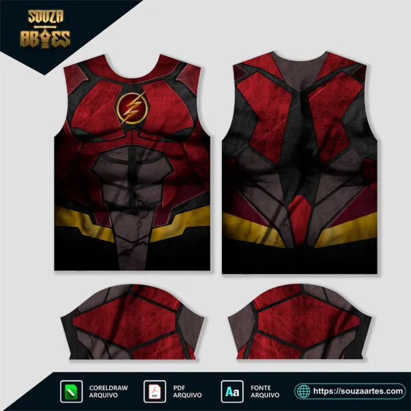 Camisa com design do Flash, em arte vetorial, pronta para edição nos formatos Corel Draw X7 e PDF.