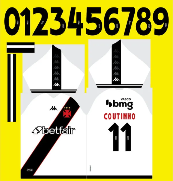 Design digital vetorizado da camisa reserva do Vasco da Gama para a temporada 2024 - 2025, disponível em formatos Corel Draw X7, PDF e TTF.