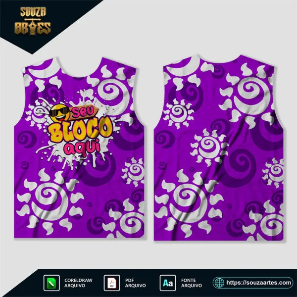 Design vetorial do Abadá Bloco Carnaval 2025 Sublimação – Modelo 28, editável em Corel Draw X7 e PDF