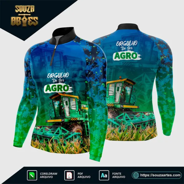 Design vetorial da Arte Vetor Camisa Agro 2025 Colheitadeira - Orgulho De Ser Agro, editável em Corel Draw X7 e PDF