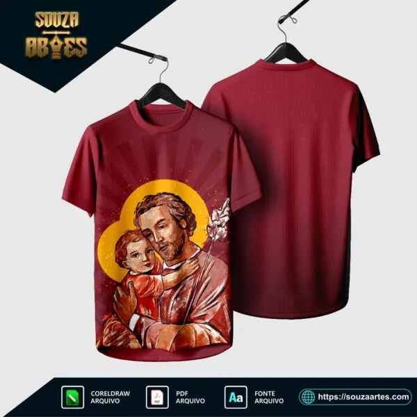 Design vetorial da Arte Vetor Camisa Religião São José 2025, disponível em Corel Draw X7 e PDF