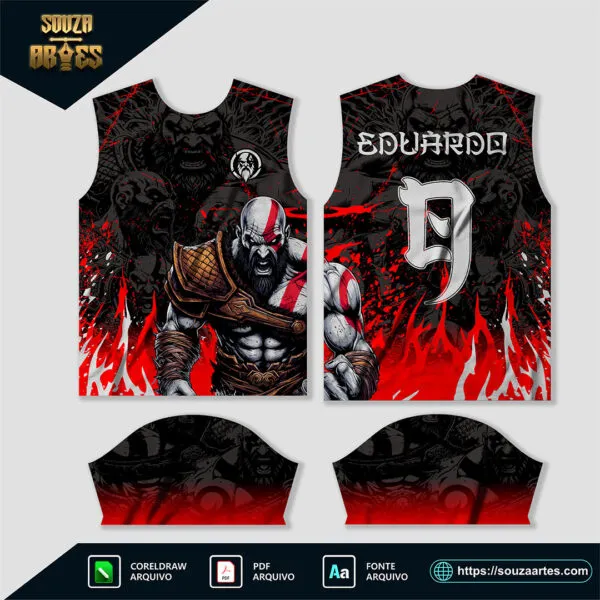 Arte Vetor Camisa Interclasse Kratos - Design Editável para Sublimação
