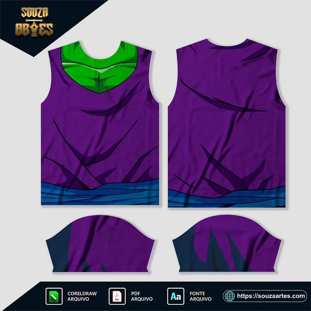 Arte Vetor Estampa Camisa Piccolo - Dragon Ball em Corel Draw e PDF