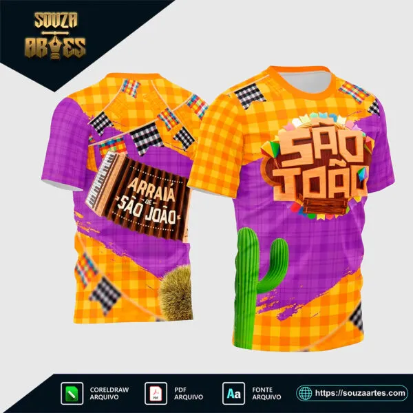 Estampa Vetor Camisa Arraiá 2025 para Festa Junina - Formato Corel Draw X7