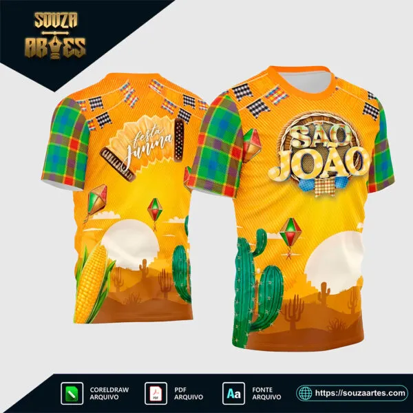 Estampa vetor digital para camisa São João 2025 - Festa Junina em Corel Draw