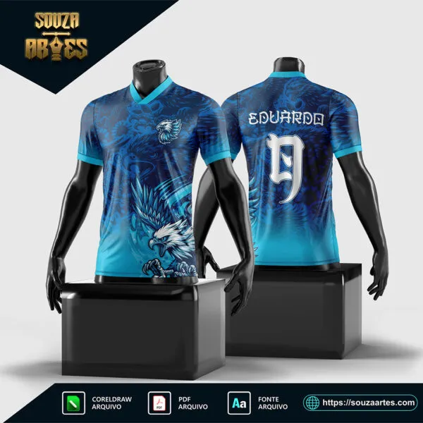 Arte Vetor Camisa InterClasse Águia Azul no formato Corel Draw X7