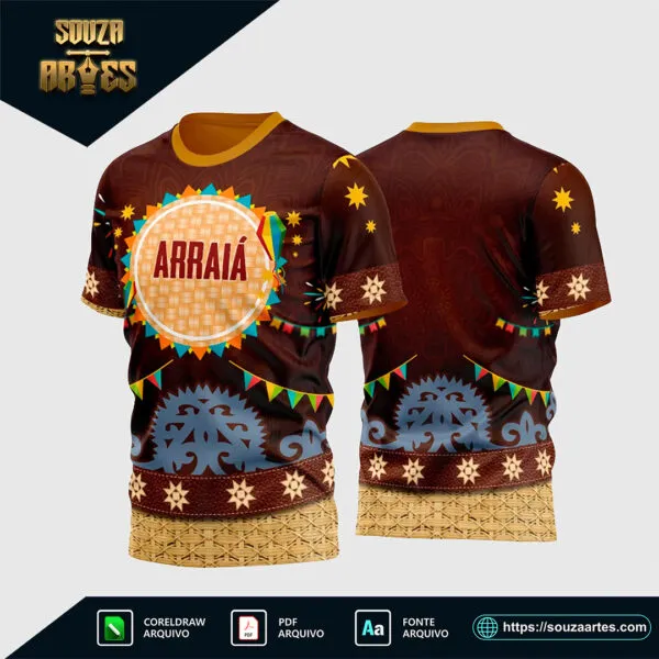 Estampa Vetor Camisa São João 2025 - Arraiá 2025 para Festa Junina