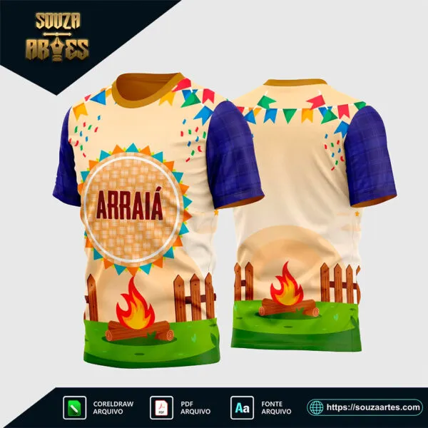Estampa Vetor Camisa São João 2025 - Arraiá 2025 para Festa Junina