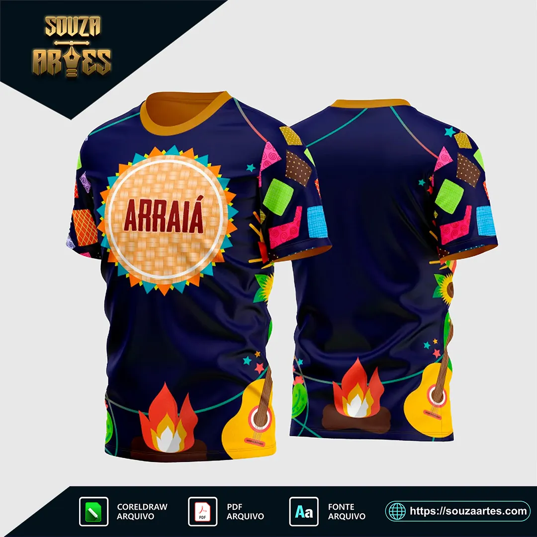 Estampa Vetor Camisa São João 2025 - Arraiá 2025 para Festa Junina