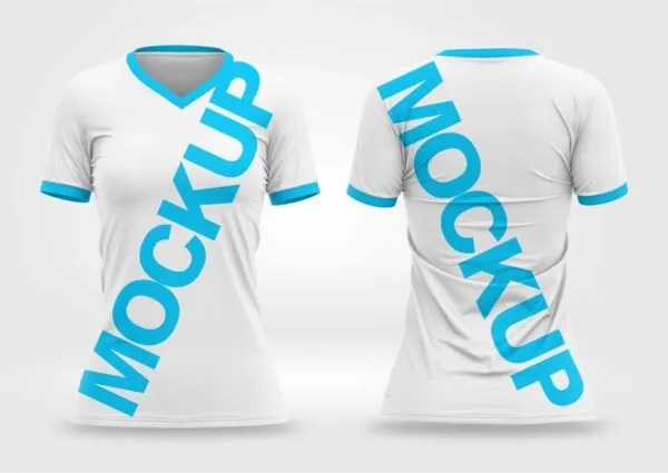 Mockup Camisa Feminina Corel Draw X7 Editável Gola V para sublimação