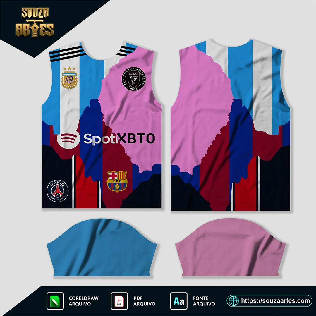 Arte Vetor Camisa Conceito Cubes Lionel Messi em vetor para edição no Corel Draw X7