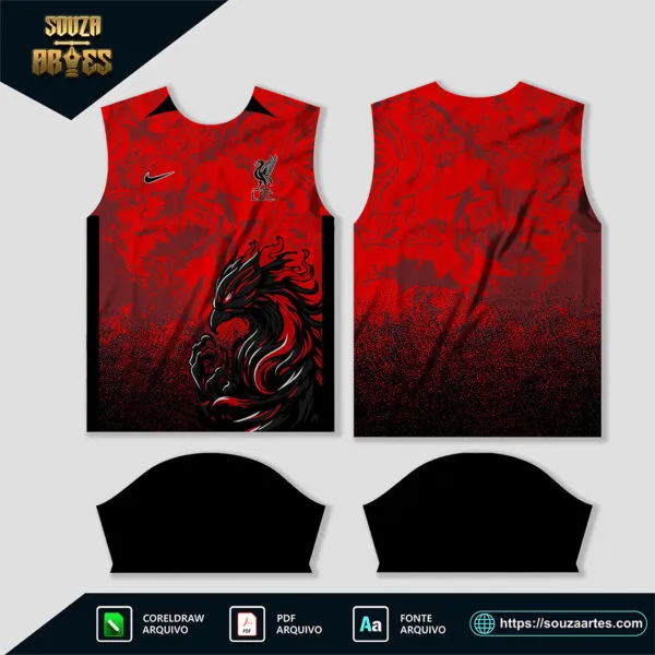 Arte Vetor Camisa Liverpool Conceito Fenix Vermelho Corel Draw para sublimação