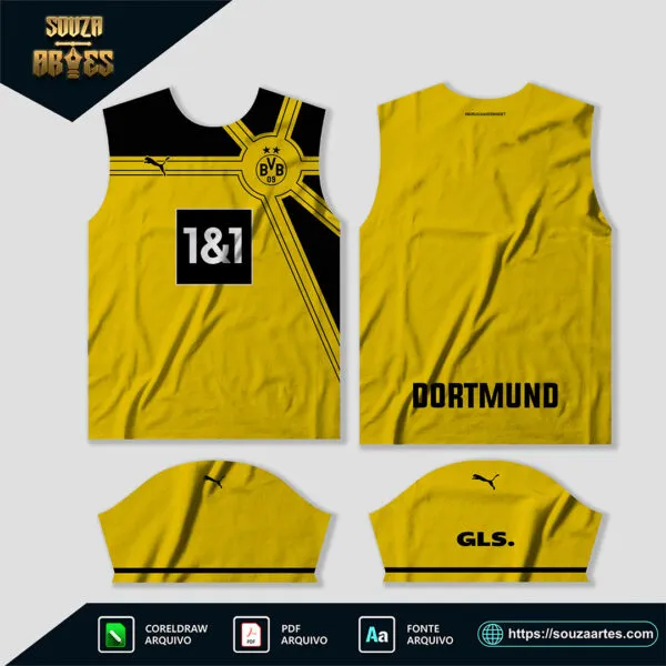 Arte Vetor Camisa Borussia Dortmund Conceito 2024 Corel Draw para sublimação