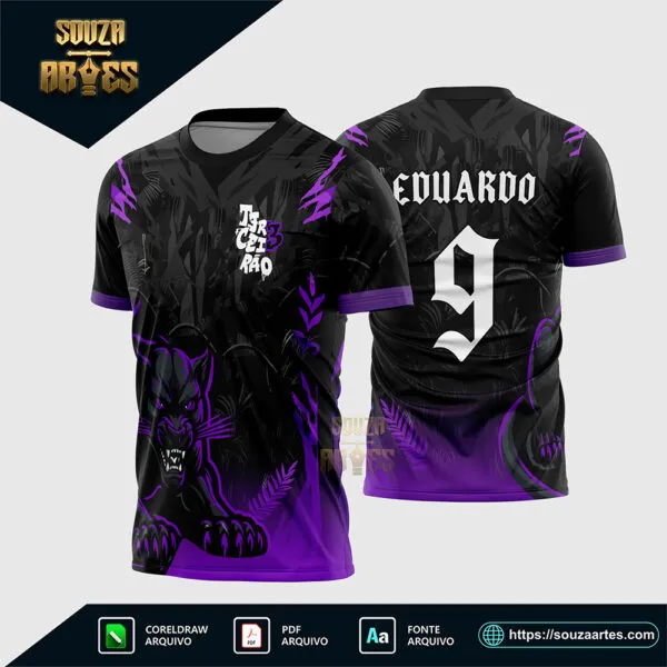 Arte Vetor Camisa Terceirão Pantera Negra Preta e Rosa Corel Draw para sublimação