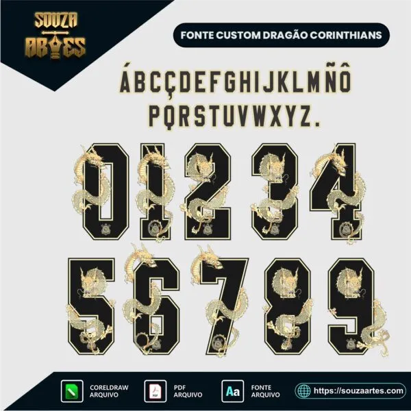 Fonte Personalizada Corinthians Dragão CDR X7 para Corel Draw e sublimação