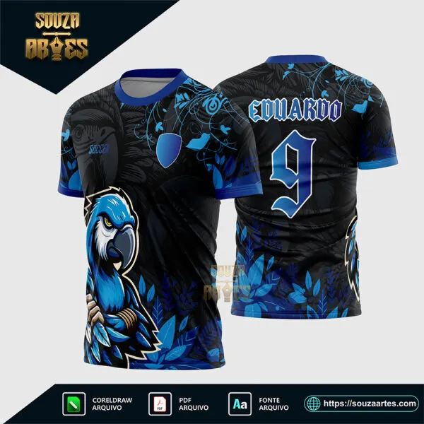 Arte Vetor Camisa Interclasse Arara Azul Corel Draw X7 para sublimação