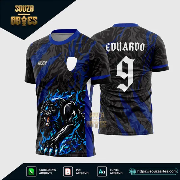 Arte Vetor Camisa Interclasse Pantera Azul Corel Draw X7 para sublimação
