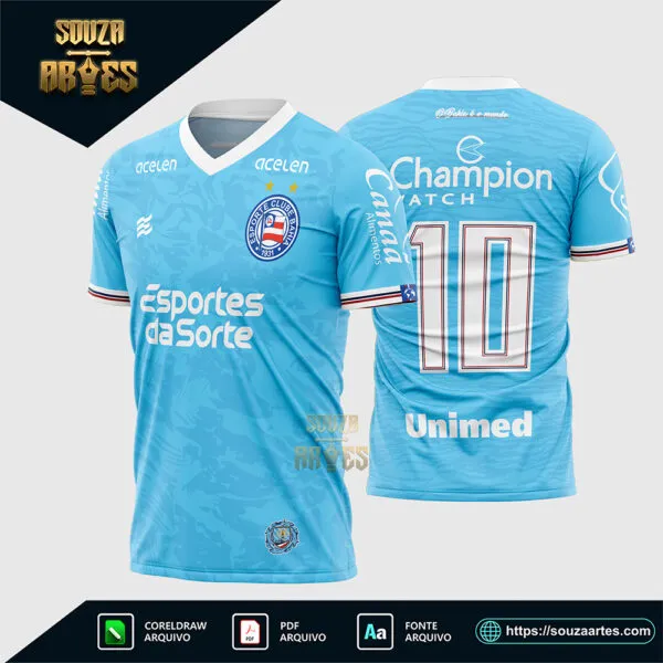 Arte Vetor Camisa Clube Bahia Terceira 2023 2024 Corel Draw X7 para sublimação
