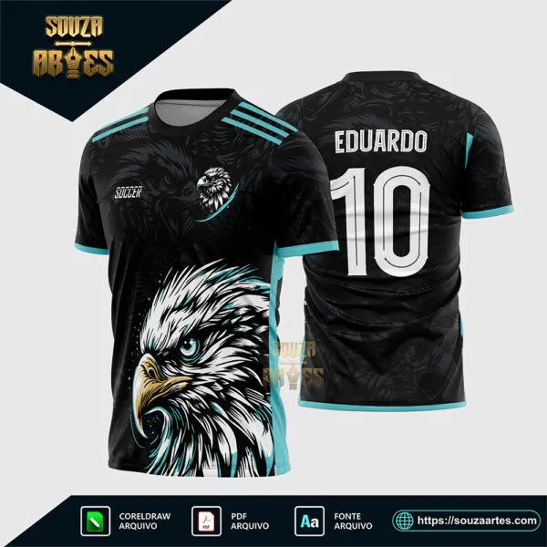 Arte Vetor Camisa Interclasse 2025 Águia Branca com Azul Corel Draw X7 para sublimação