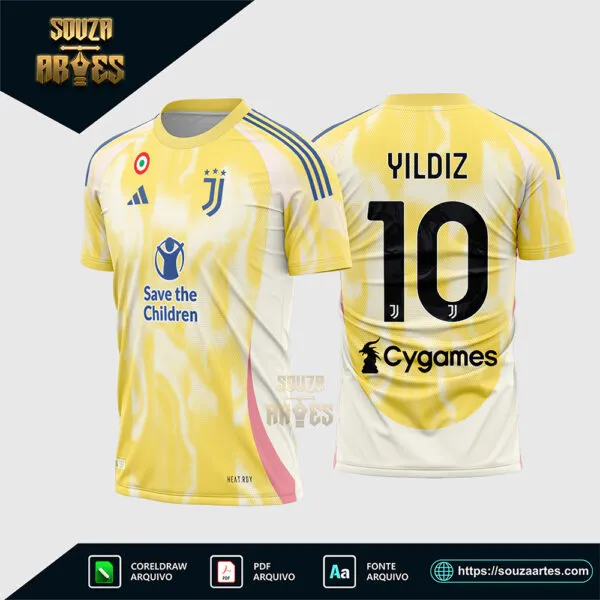 Arte Vetor Camisa Juventus Reserva 2024 - 2025 Corel Draw X7 para sublimação