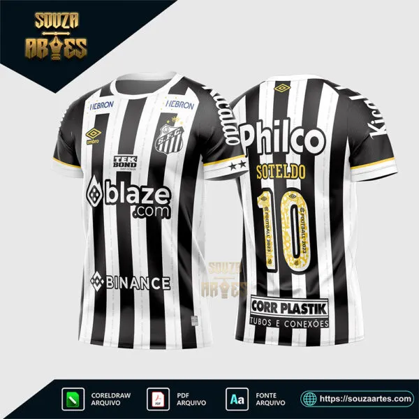 Arte Vetor Camisa Santos Reserva 2023 - 2024 Corel Draw X7 para sublimação