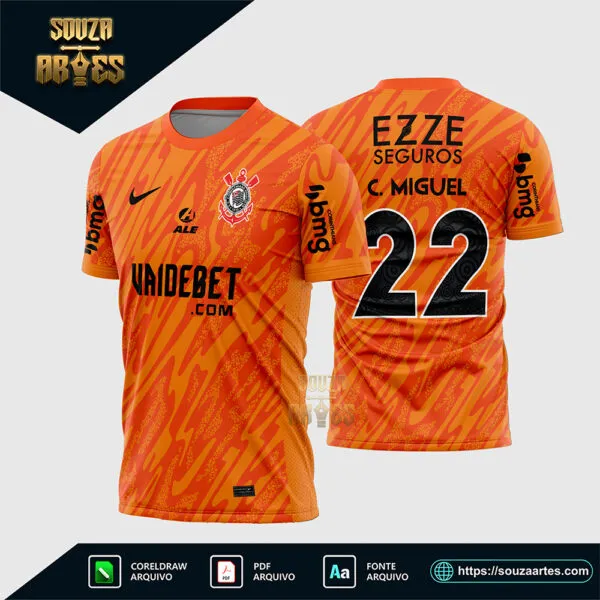 Arte Vetor Camisa Corinthians Goleiro 2024 2025 Corel Draw X7 para sublimação