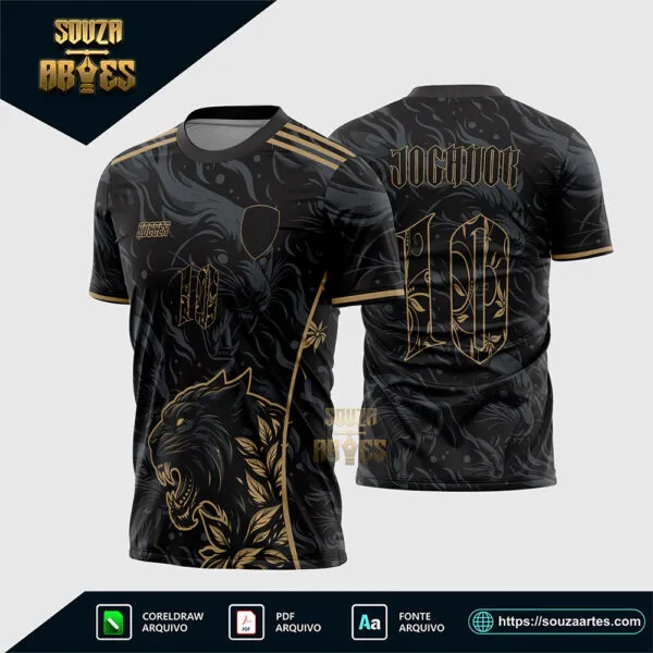 Arte Vetor Camisa Interclasse Pantera Negra Dourado 2025 Corel Draw X7 para sublimação
